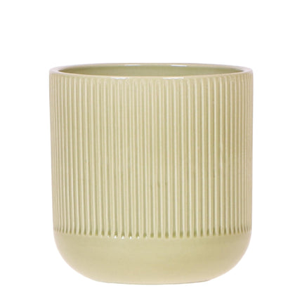 Flare Dekotopf Green – Ø9cm – Grüner Blumentopf mit Rillenstruktur – Retro-inspiriertes Design der Bold Seventies Kollektion – Für Innenräume & stilvolle Pflanzenakzente