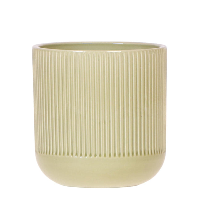 Flare Dekotopf Green – Ø9cm – Grüner Blumentopf mit Rillenstruktur – Retro-inspiriertes Design der Bold Seventies Kollektion – Für Innenräume & stilvolle Pflanzenakzente