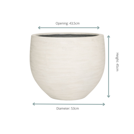 Pflanztopf Jumbo Orb Ivory Washed – D53xH45cm – Runder Design – Blumentopf in Elfenbein – Optik – Wetterfester Gartenkübel für Innen & Außen