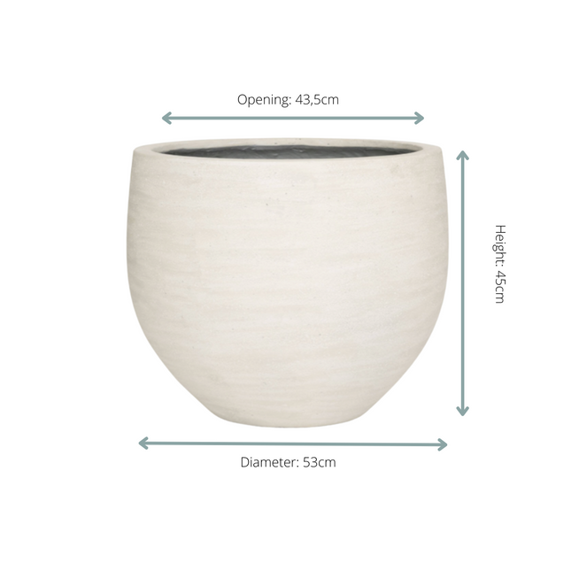 Pflanztopf Jumbo Orb Ivory Washed – D53xH45cm – Runder Design – Blumentopf in Elfenbein – Optik – Wetterfester Gartenkübel für Innen & Außen