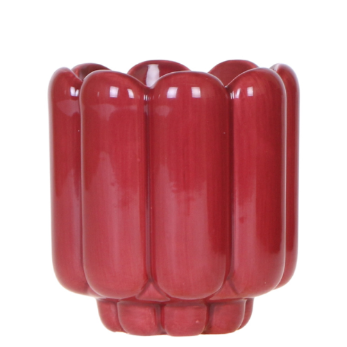 Übertopf Retro Shine rot Ø9cm – Blumentopf mit Blasenrelief – hochglänzender Retro – Übertopf im 70er – Design