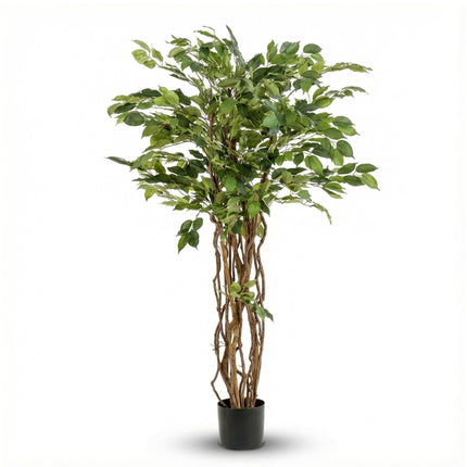 Ficus Liana Kunstbaum – 140cm – künstliche Pflanze mit realistischer Blattstruktur – Pflegefreier Deko Baum für Wohnzimmer Büro & Empfangsbereich