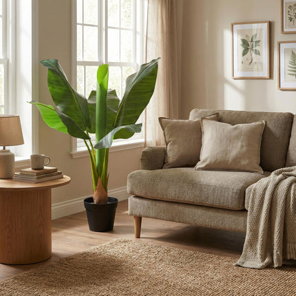 Kunstpflanze Bananenpflanze Musa 80cm – künstliche Banana Plant – realistische große Blätter & tropische Optik – pflegeleichte Grün
