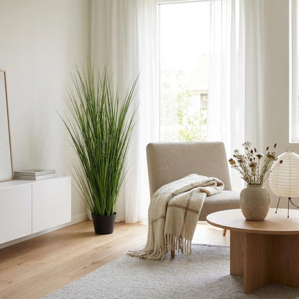 Zwiebelgras Kunstpflanze 130cm – Moderne Deko Kunstpflanze – Pflegefreie Zimmerpflanze für Wohnzimmer Büro & Empfangsbereich