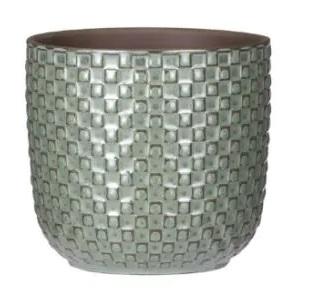 Topf Relief Grün D7 – Dekorativer Pflanztopf mit Reliefstruktur – Ø7cm – Perfekt für Zimmerpflanzen, Kräuter & Setzlinge – Moderner Ziertopf in Grün