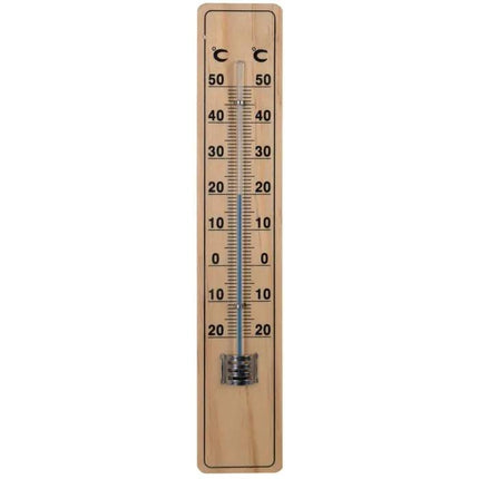 Garten Thermometer 20cm aus Buche – Außen Thermometer für Terrasse & Balkon – Holzthermometer mit Celsius & Fahrenheit Anzeige – Messbereich