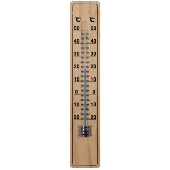 Garten Thermometer 20cm aus Buche – Außen Thermometer für Terrasse & Balkon – Holzthermometer mit Celsius & Fahrenheit Anzeige – Messbereich
