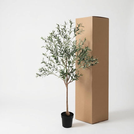 Kunstpflanze Olivenbaum 170cm – künstlicher Olive Tree – extra großer Deko – Baum mit realistischer Blatt – & Olivenoptik – pflegeleichte Grün