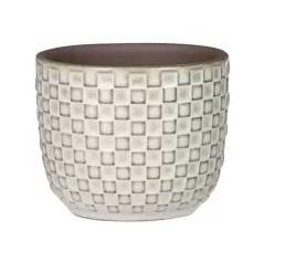 Topf Relief Weiß – Ziertopf mit dekorativer Reliefstruktur – Ø7cm – kompakter Übertopf für kleine Zimmerpflanzen, Kräuter & Setzlinge