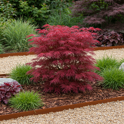 Japanischer Ahorn Acer palmatum 'Skeeter’s Broom' – Lila – Balkon- & Gartenpflanze – Ø19 cm – Ca. 70 cm hoch – Kompakter Zierahorn mit eindrucksvollem Farbspiel