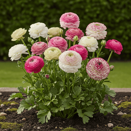 Blumenzwiebeln Ranunculus Pastel Mix – 40 Blumenzwiebeln – Bunte Ranunkeln in Pastellfarben – Sommerblüher für Beet, Balkon & Terrasse – Pflegeleicht & lang blühend