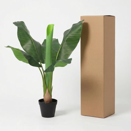 Kunstpflanze Bananenpflanze Musa 80cm – künstliche Banana Plant – realistische große Blätter & tropische Optik – pflegeleichte Grün