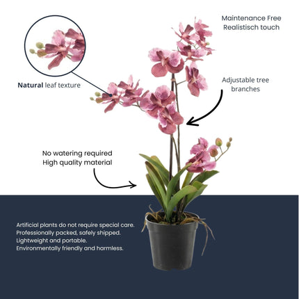 Orchidee Vanda Kunstpflanze – ca.60cm – Altrosa – Künstliche Orchidee im Topf – Pflegefreie Deko Pflanze für Wohnzimmer Büro & Empfangsbereich