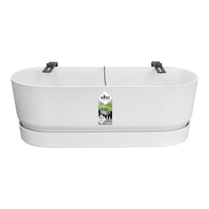 Greenville Easy Balcony – Pflanztopf – Weiß – D25cm – Balkonkasten mit Halterung & Wasserspeicher – Für Balkonbrüstung – Modernes Design – Für Innen & Außen 5cm - Weiß