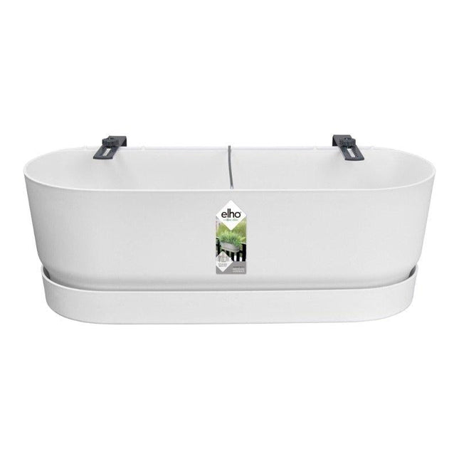Greenville Easy Balcony – Pflanztopf – Weiß – D25cm – Balkonkasten mit Halterung & Wasserspeicher – Für Balkonbrüstung – Modernes Design – Für Innen & Außen 5cm - Weiß