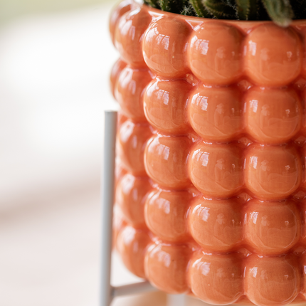 Poppy Pflanztopf – Orange – Ø9cm – Dekorativer Übertopf in Keramikoptik – Moderner Blumentopf für Zimmerpflanzen & Orchideen – Stilvolles Wohnaccessoire