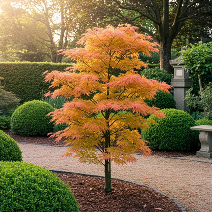 Ahorn Acer palmatum Orange Dream – 12cm – Höhe ca. 35cm – Orange – gelbes Laub & beeindruckende Herbstfarbe