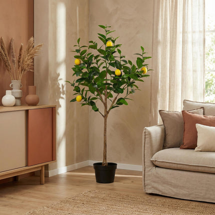 Kunstpflanze Zitronenbaum150cm – künstlicher Lemon Tree – realistische Blätter & Zitronenoptik – pflegeleichter Deko