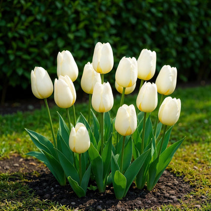 Blumenzwiebeln Tulipa Triumph White – Weiß – 15 Stück – Zwiebelgröße 11/12 – Elegante Triumph-Tulpen für Garten, Balkon & Terrasse – Frühjahrsblüher