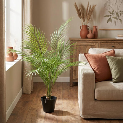 Kentia Palme Kunstpflanze 65cm – Dekorative Kunstpalme Zimmerpflanze – Pflegefreie Deko Pflanze für Wohnzimmer Büro & Regal