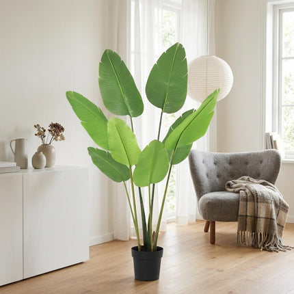 Strelitzia Nicolai Kunstpflanze 155cm – Paradiesvogelblume Deko Pflanze – Pflegefreie Zimmerpflanze für Wohnzimmer Büro & Empfangsbereich