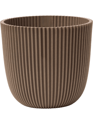 Topf Capi Nature Groove Warm Taupe – Ø22cm – Nachhaltiger Übertopf mit natürlicher Rillenstruktur – Baumrinden – Design – Für Zimmerpflanzen
