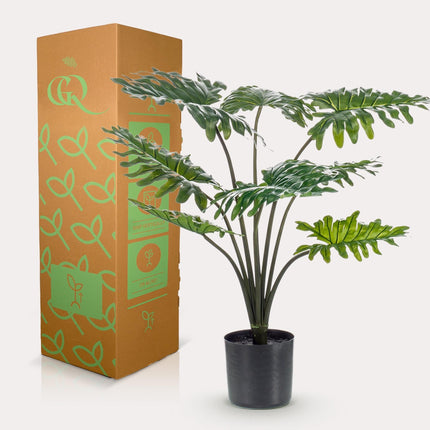 Kunstpflanze Philodendron – 60cm – Täuschend echt & pflegefrei – Dekorative Kunst – Zimmerpflanze für Wohnzimmer & Büro – Nachhaltig & langlebig