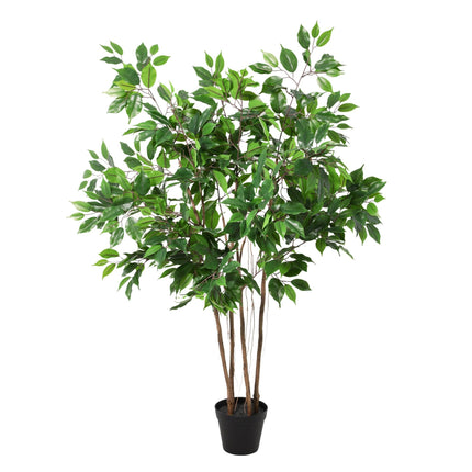 Kunstpflanze Ficus Benjamina 128cm – künstlicher Birkenfeigenbaum im Topf