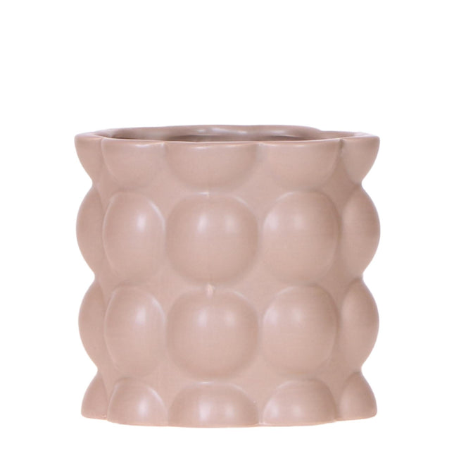 Topf Baumwolle – Sand – Ø9cm – Moderner Übertopf mit organischer Rillenstruktur – Dekorativer Keramik-Blumentopf für Orchideen & Zimmerpflanzen – Minimalistisches Designot - Sand - Ø9cm