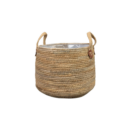 Korb Isla Naturel – D33cm x H23cm – Dekorativer Aufbewahrungskorb in Natur-Optik – Vielseitig einsetzbar für Pflanzen, Kissen & Decken