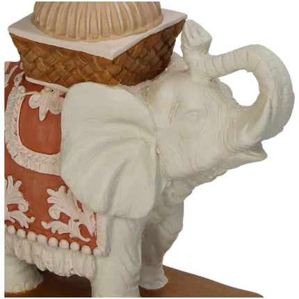 Kerzenständer Elefant Rosa/Grün – Polyresin – 34,5cm – Exotische Deko für Tisch, Sideboard & Fensterbank
