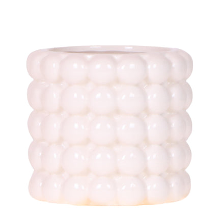 Poppy Pflanztopf – Weiß – Ø9cm – Dekorativer Blumentopf in Keramikoptik – Moderner Übertopf für Zimmerpflanzen & Orchideen – Stilvolles Wohnaccessoire