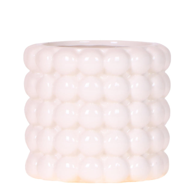 Poppy Pflanztopf – Weiß – Ø9cm – Dekorativer Blumentopf in Keramikoptik – Moderner Übertopf für Zimmerpflanzen & Orchideen – Stilvolles Wohnaccessoire