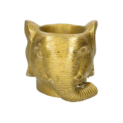 Blumentopf Elefant – Gold – D11/12xH10cm – Dekorativer Pflanztopf in Elefantenform – Glänzender Keramiktopf für Zimmerpflanzen, Kakteen & Sukkulenten