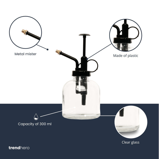 Pflanzensprühflasche – Glas – 300 ml – Feiner Sprühnebel für Zimmerpflanzen, Terrarien & empfindliche Blätter – Stilvoll & Praktisch
