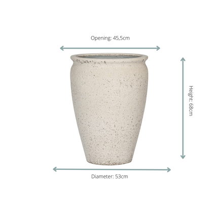 Pflanztopf Artemis Chalk White – D53xH68cm – Großer, eleganter Blumentopf in Weiß – Optik – Wetterfester Pflanzkübel aus robustem Kunststoff