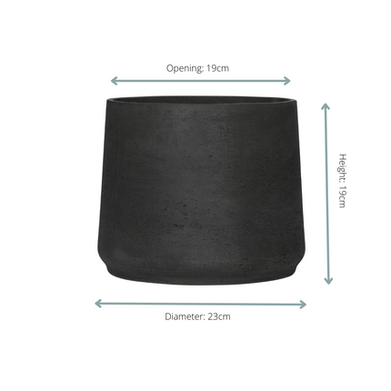 Pflanzgefäß Jumbo Patt Black Washed – D23xH19cm – Blumentopf in Beton – Optik – Pflanzkübel für Innen & Außen