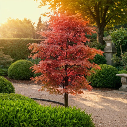 Acer palmatum Beni – maiko – 3 Pflanzen – 12cm – Höhe ca. 35cm – Japanischer Ahorn mit leuchtend roten Blättern & orangefarbener Herbstfärbung