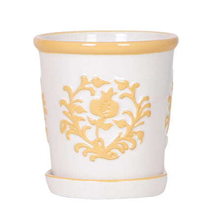 Topf Malaga Light Orange – Ø9cm – Dekorativer Keramik-Übertopf mit sommerlichem Design – Handgemacht wirkender Look – Robust & langlebig – Perfekt für Zimmerpflanzen