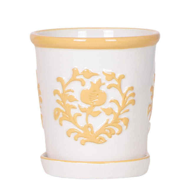 Topf Malaga Light Orange – Ø9cm – Dekorativer Keramik-Übertopf mit sommerlichem Design – Handgemacht wirkender Look – Robust & langlebig – Perfekt für Zimmerpflanzen