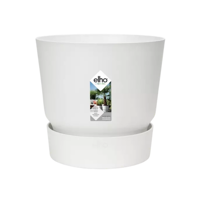 Pflanztopf Greenville Round – Weiß – Ø30cm – Mit integriertem Wasserspeicher – Aus recyceltem Kunststoff – Wetterfest & langlebig