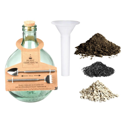 DIY Flaschengarten Set 5L – Geschlossenes Pflanzen – Ökosystem im Glas mit Kork – Komplettes Set in Geschenkbox – Substrat, Werkzeug & Anleitung