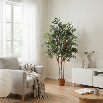Kunstpflanze Ficus Exotica 150cm – künstlicher Deko – Baum im Topf