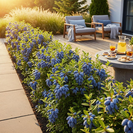 Honigbeere Lonicera caerulea Kamtschatica winterhart 3 Pflanzen Ø9cm – Blaue Beerenpflanze für Garten Beet Balkon & Terrasse