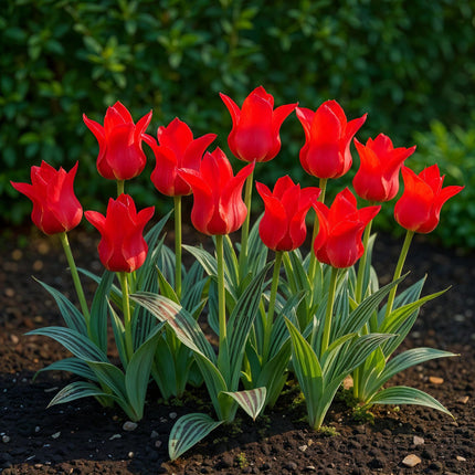 Blumenzwiebeln Tulipa Greigii Red – Rot – 15 Stück – Zwiebelgröße 11/12 – Früh blühende Greigii-Tulpen für Garten, Balkon & Terrasse – Pflegeleicht & winterhart