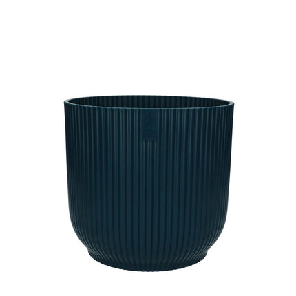 Blumentopf Vibes Blau – D18cm H17cm – Pflanztopf mit gerillter Oberfläche – Dekorativer Übertopf für Zimmerpflanzen – Für Wohnraum Büro & Regal