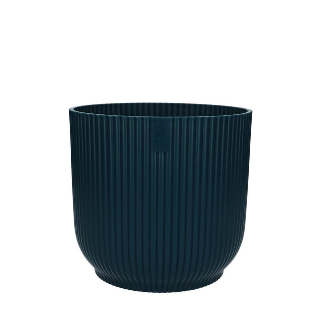 Blumentopf Vibes Blau – D18cm H17cm – Pflanztopf mit gerillter Oberfläche – Dekorativer Übertopf für Zimmerpflanzen – Für Wohnraum Büro & Regal