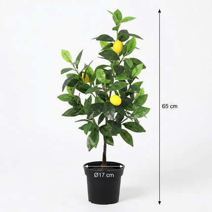 Kunstpflanze Zitronenbaum 65cm – künstlicher Lemon Tree – realistische Blätter & Zitronenoptik