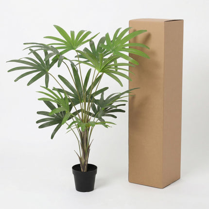 Kunstpflanze Rhapis Excelsa 120cm – künstliche Steckenpalme im Topf