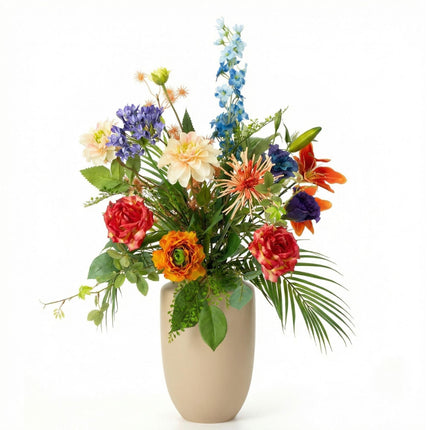 Kunstblumenstrauß Colorful Bloom Deluxe 70cm – Real Touch Blumenstrauß mit 18 Stielen – Pflegefreie Premium Dekoblumen